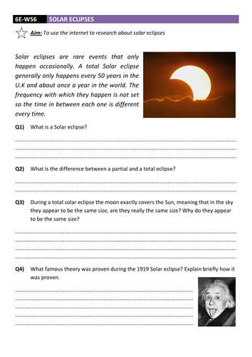 Solar Eclipse Worksheet DCJSSS