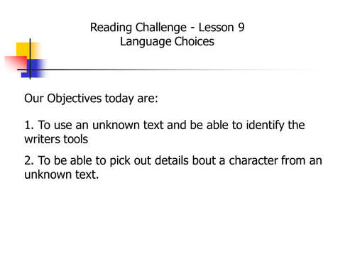 Reading Challenge Lesson 9