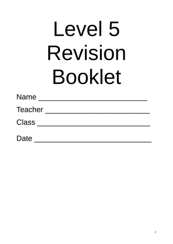 Maths level 5 revision booklet teaching resources