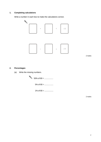 Maths: Number (non calc) worksheet level 5