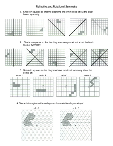 Maths: Symmetry worksheet - challenging