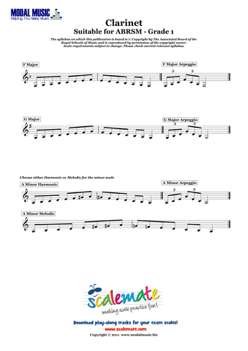 Grade 1 Clarinet Scales (ABRSM)