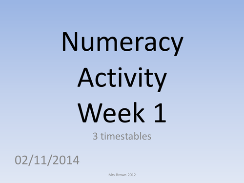 Tutor time Numeracy focus 3 times table