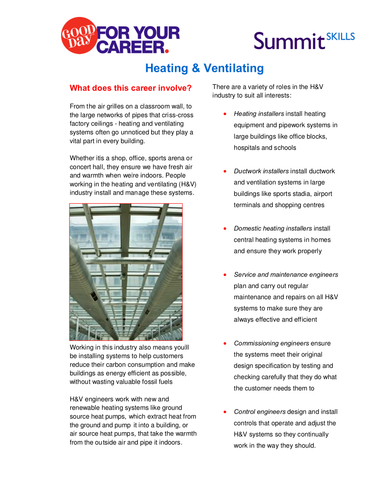 Heating Ventilating Job Profile