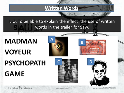 GCSE Media Studies - SAW Trailer Lesson 4