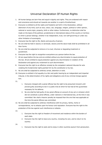 Citizenship GCSE Universal Decl. of Human Rights