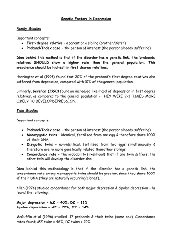 Genetic Factors in Depression