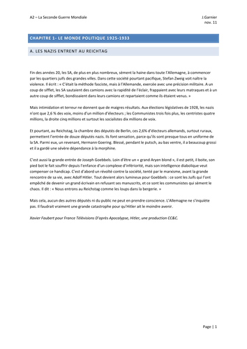 1925-1933 La seconde guerre mondiale