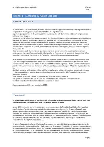1933-1939 La Montée d'Hitler