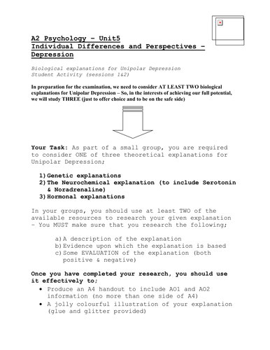 Biodepression Activity Sheet