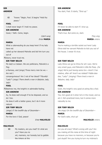 12th Night Full lesson and Resources lesson 7