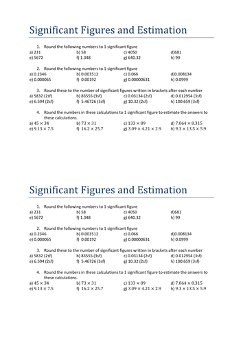 Significant figures and estimation - simple