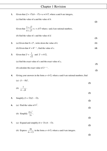 C1 Chapter 1 Revision 