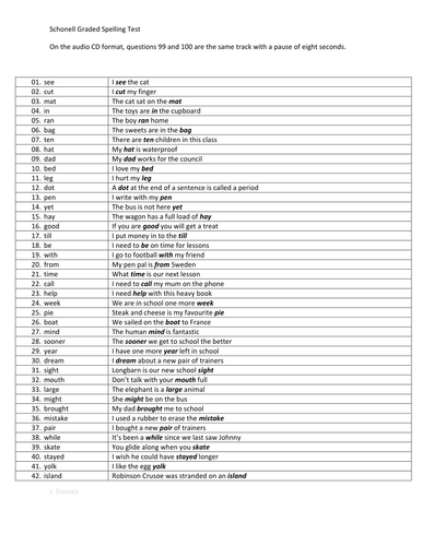 South australian spelling test template 100 days