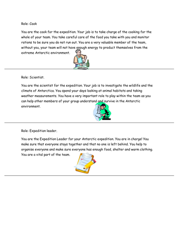 Antaractica expedition role cards