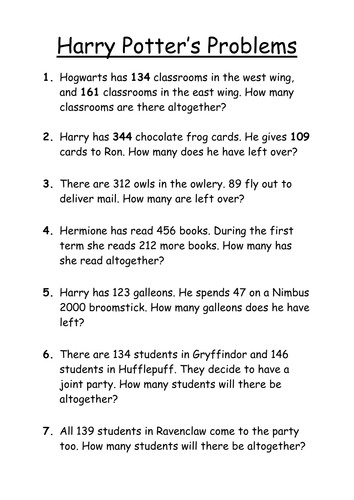 for grade 4 estimation math worksheets Resources  Problems by jwraft Word Teaching  Potter Harry