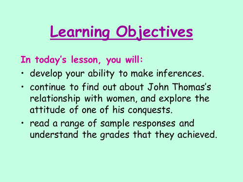 Analysing an Extract Making Inferences