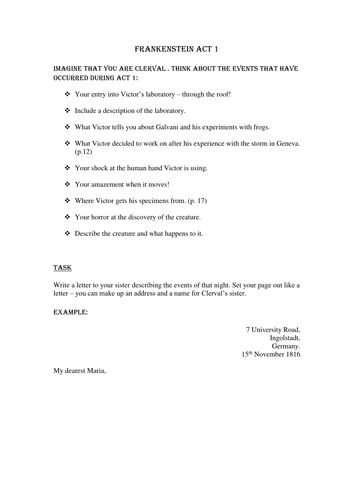 Pullman's Frankenstein - SOW - Full lesson PP 1