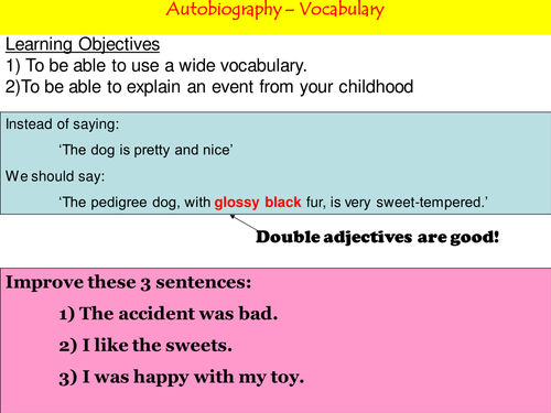 Autobiography Full Lesson for Level 3 /4 writers 2