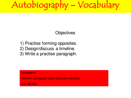 Autobiography Full Lesson for Level 3 /4 writers 3