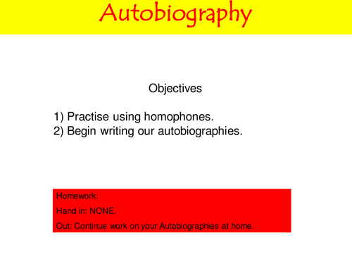 Autobiography Full Lesson for Level 3 /4 writers 4