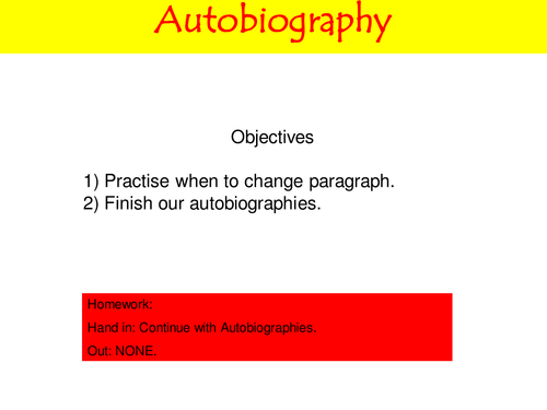 Autobiography Full Lesson for Level 3 /4 writers 5