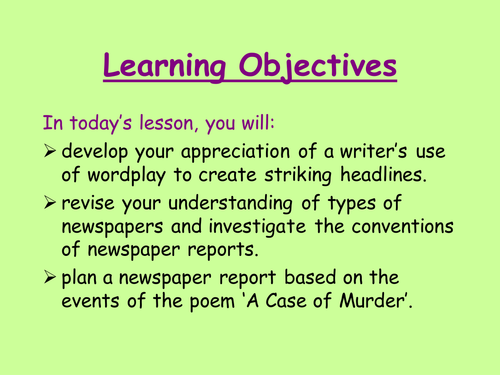 Case Of Murder - 3 lessons exploring the poem 3