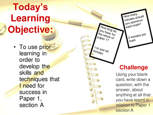 GCSE Old Spec. Exam Practise scheme lesson 7