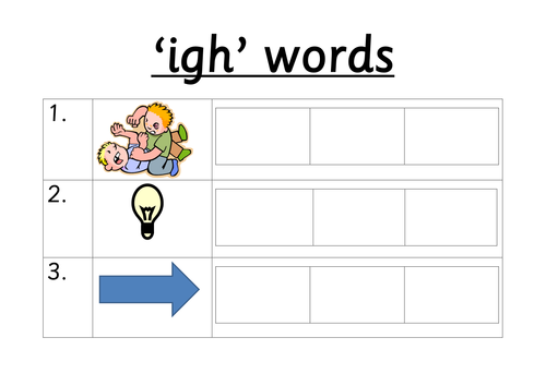 Phonics igh phoneme frame