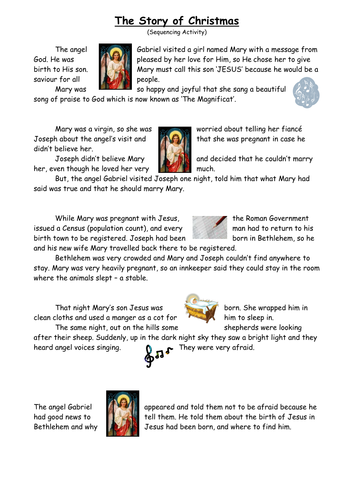 The Story of Christmas - sequencing activity