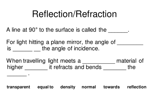 Colour Spectrum and Light  Topic Revision