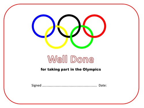 Free Printable Olympic Certificates