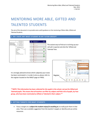 Mentoring Gifted and Talented students