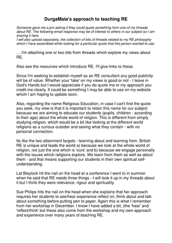 Religious Education - DurgaMata's approach