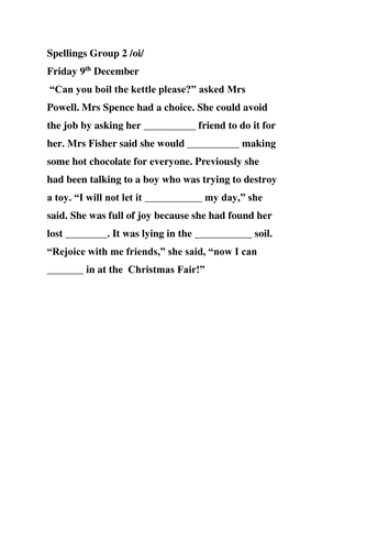 oi phase 5 spellings and test