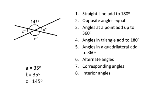 KS3 Maths activity Angle facts starter ppt