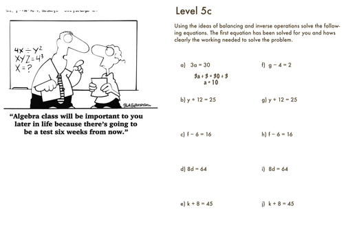 KS3 Maths Solving Equations Booklet