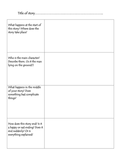 A grid to help plan stories.