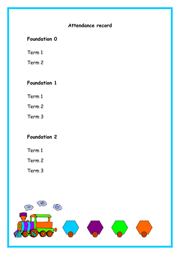 EYFS Learning Journey attendance sheet