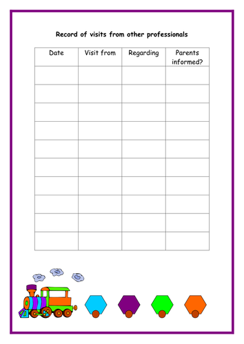 EYFS Learning Journey record of visits from profs