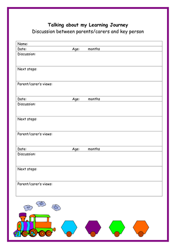 EYFS Learning Journey Parent Meeting sheet