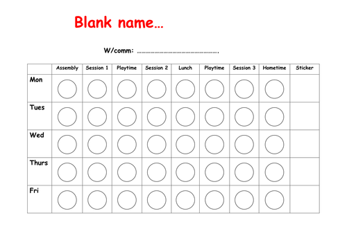 Smiley face behaviour management chart