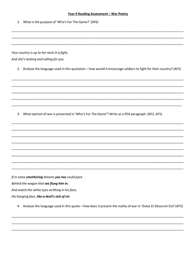 Reading assessment - 'Dulce' + Who's For the Game?