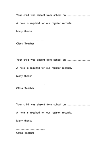 Absence letter chaser