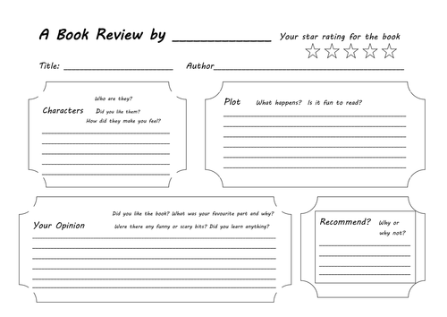 book review template for grade 1