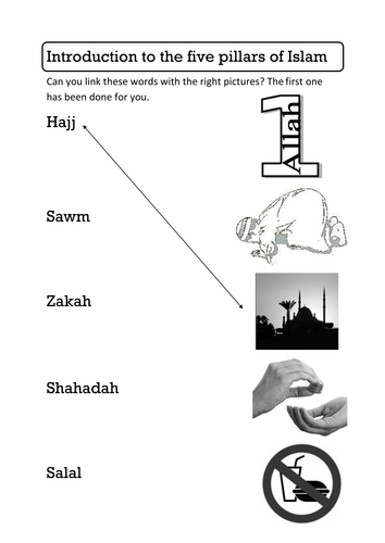 Worksheets Five Pillars Of Islam Worksheet the five pillars matching activity by missswillis teaching activity