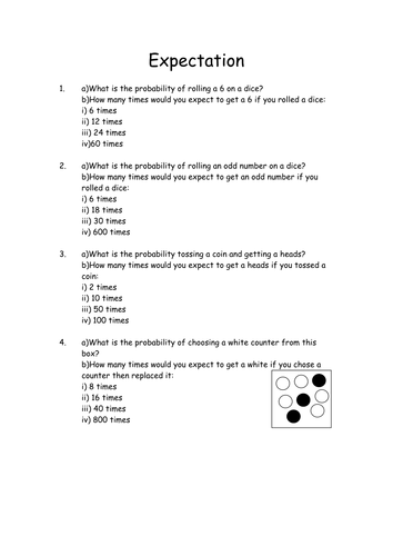 Expectation. Worksheet