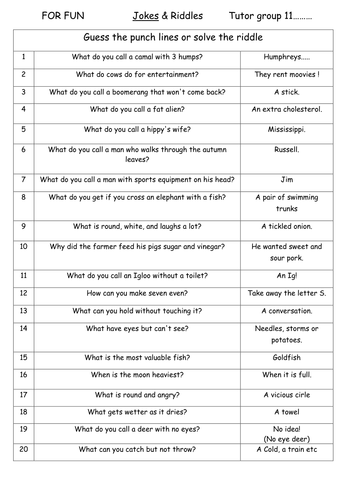 Tutor / form quiz for fun