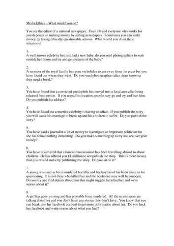 Media Ethics Activity