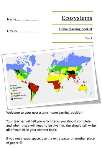 Ecosystems Homework Booklet by iheartgeography - Teaching Resources - Tes